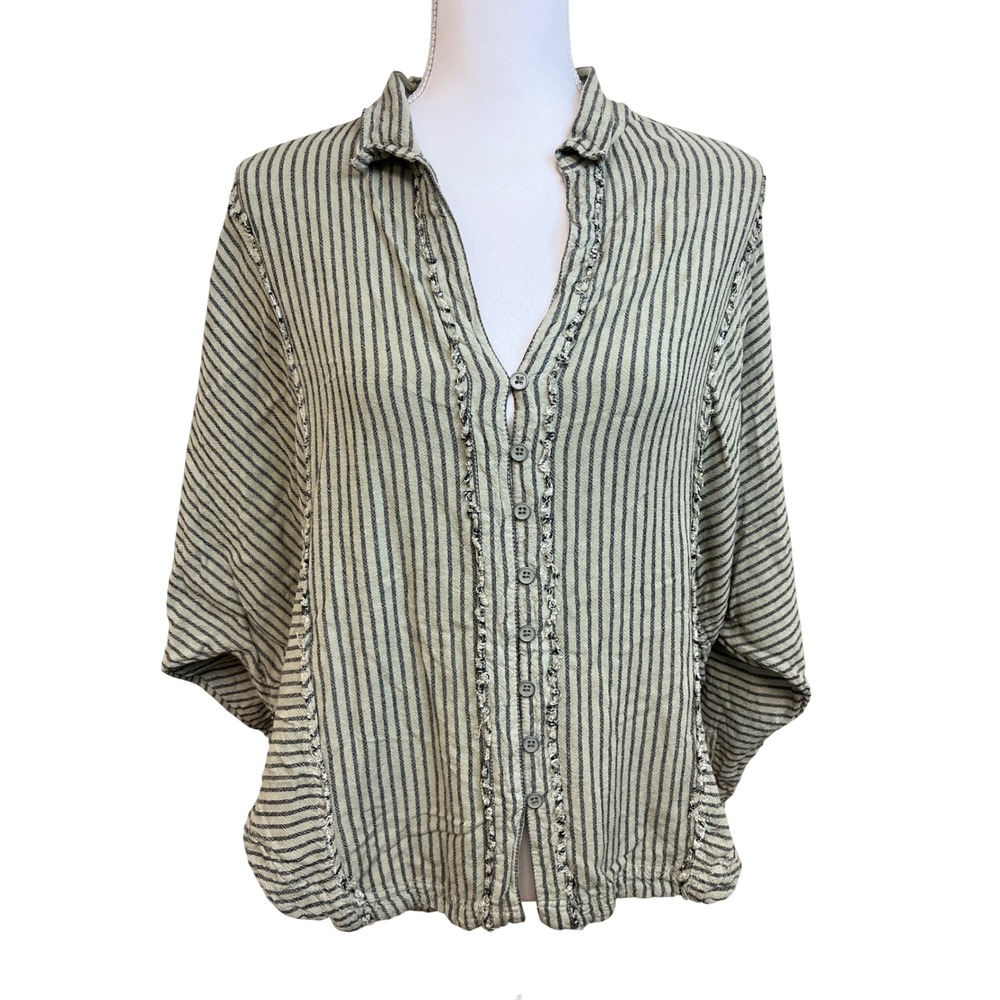 We The Free People Lagenlook Linen Oversized Top Sz S Linen Boho Artsy Hippie